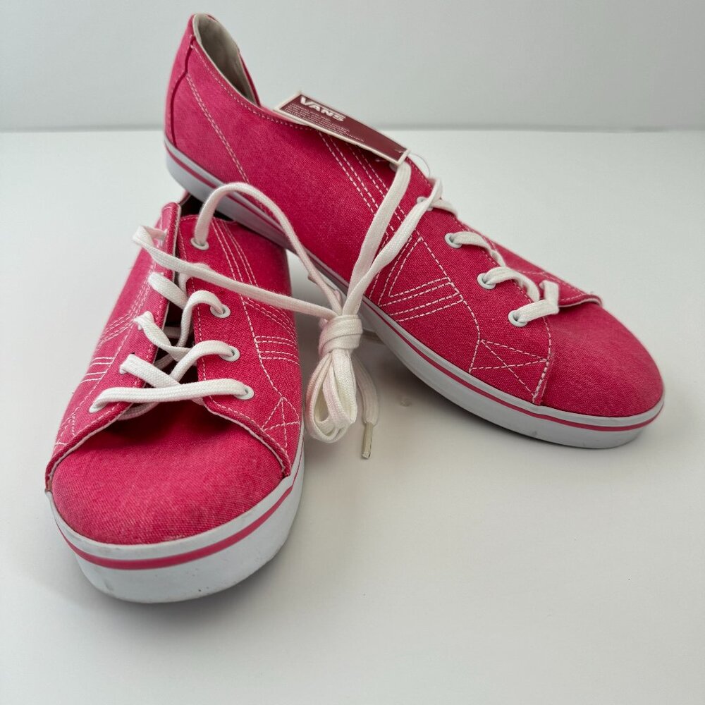 Vans Women's Lace Up Pink Denim Sz 9 Casual Tennis Shoe tb5b
